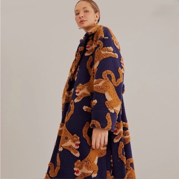 FARM Rio Jackets & Blazers - ISO Farm Rio Blue Leopard Print Coat Size L